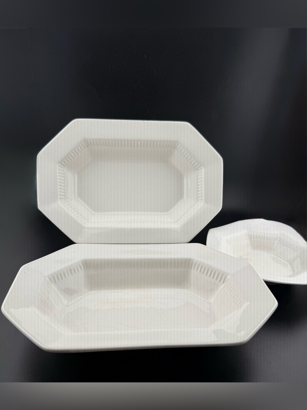 2 Independence Ironstone Rectangle Serving Bowls. Japan 9”x6” plus small bowl. - Picture 7 of 13